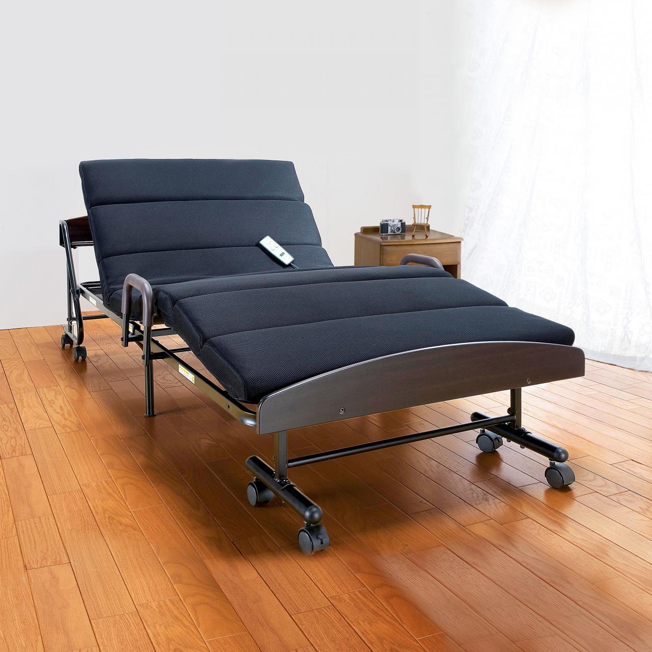シングル】電動リクライニング 宮付 もこもこ折りたたみベッド｜ベッド