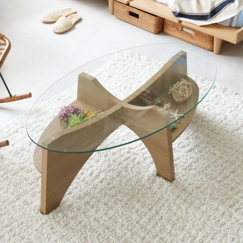 ガラステーブル オーバル型｜ベッド・マットレス・インテリア家具通販