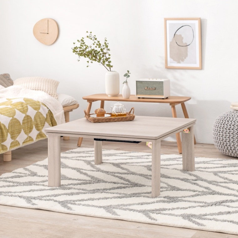 正方形】折りたたみ こたつテーブル リバーシブル 75×75cm｜ベッド