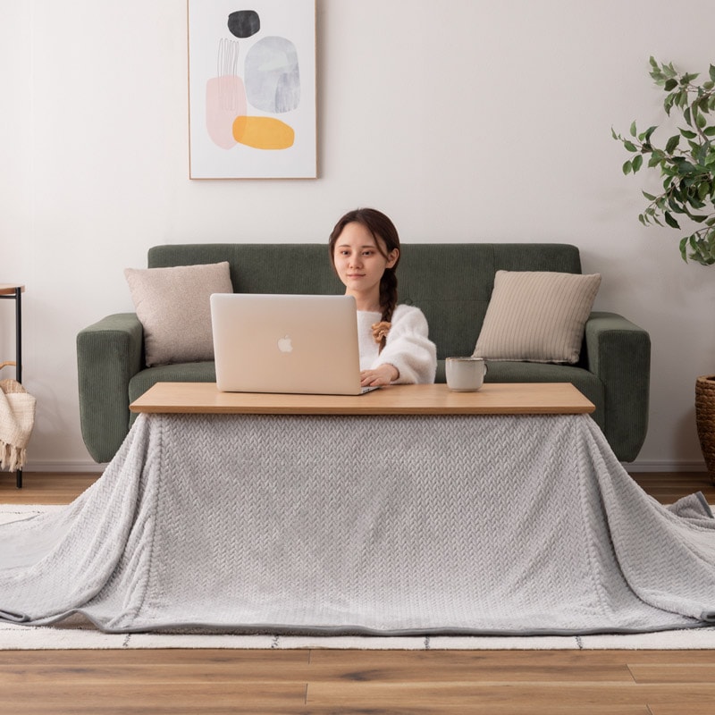 こたつテーブル＆こたつ布団セット 2WAY 高さ調整 長方形｜ベッド