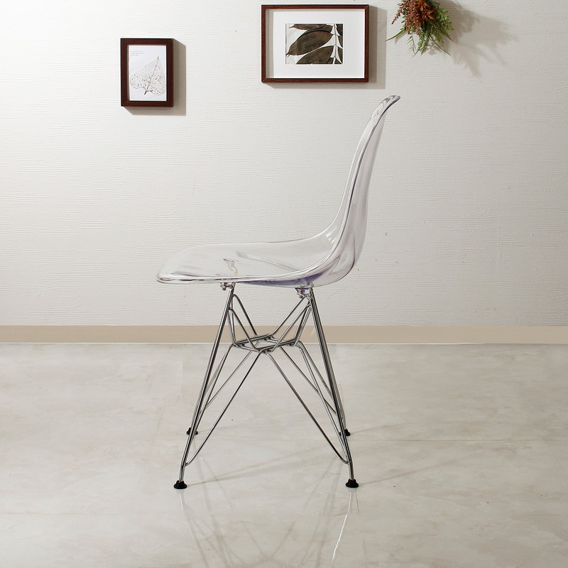 2脚セット】【クリア×スチール脚】チェアセット クリア シェルチェア