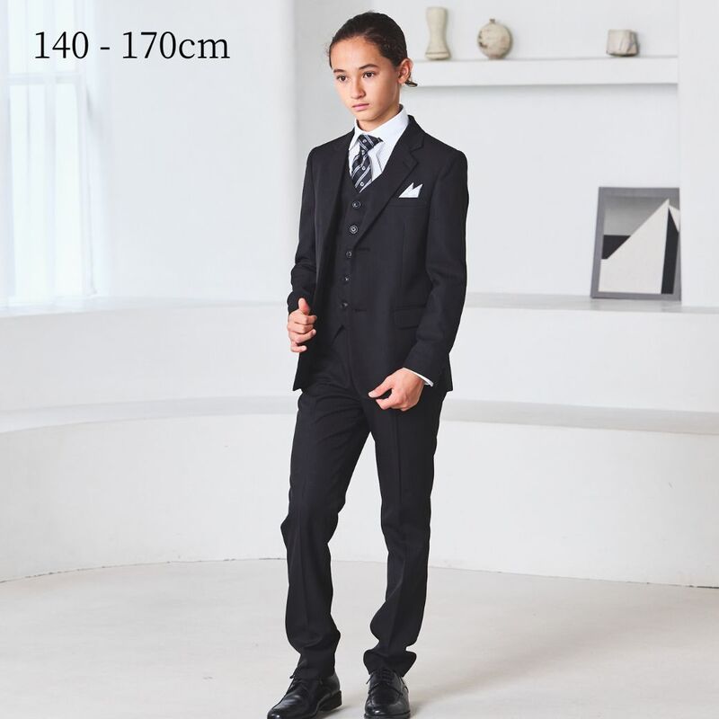 ブラックチェックタイロングパンツスーツ (8471-5600) 140 150 160