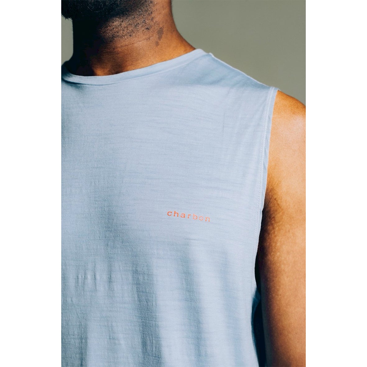 charbon / REDA WOOL DIP DYE SLEEVELESS T-SHIRT LIGHT BLUE