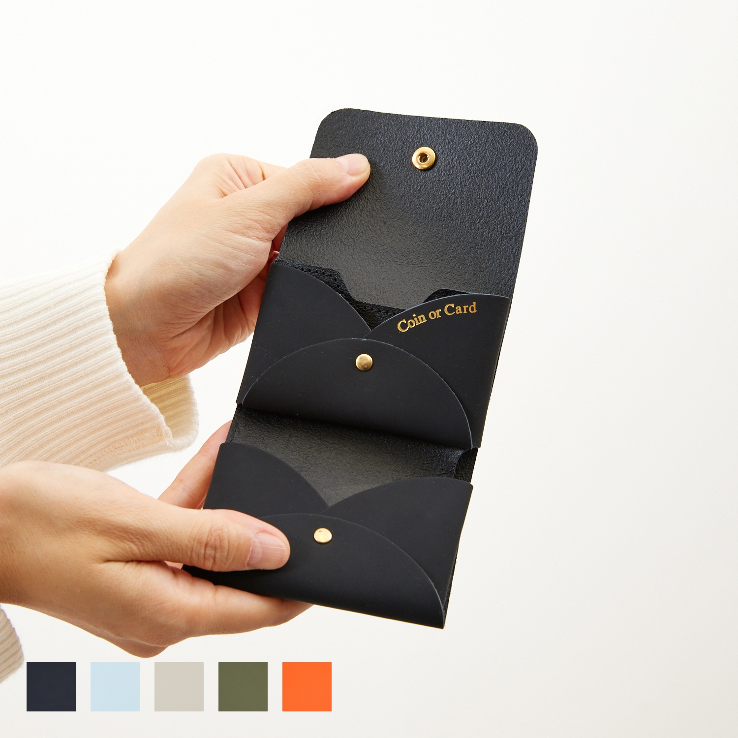 小さい三つ折り財布 ラバータッチレザー com-ono TINY-004rt