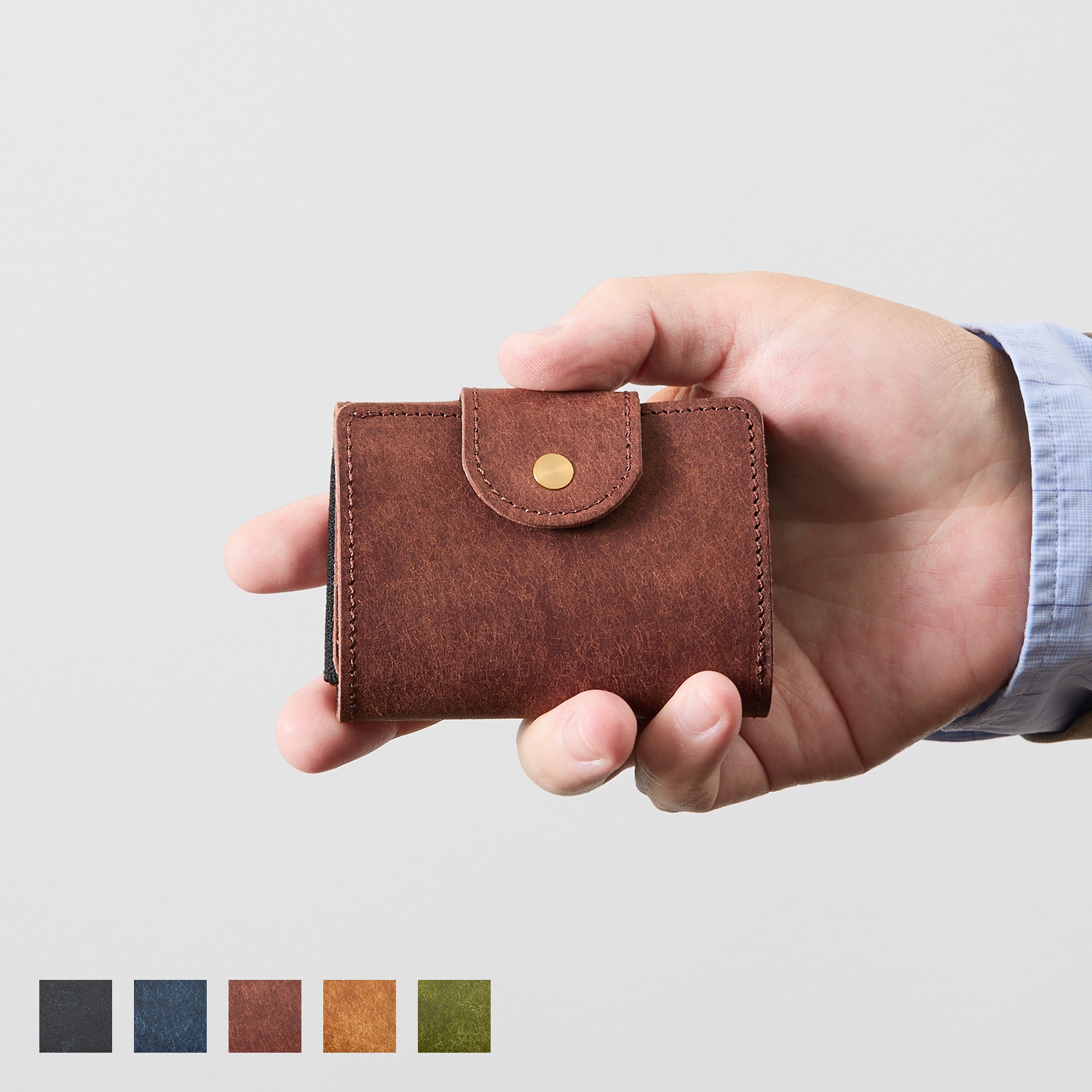 三つ折り財布 お札を折らない プエブロレザー com-ono TINY-002pb 経年