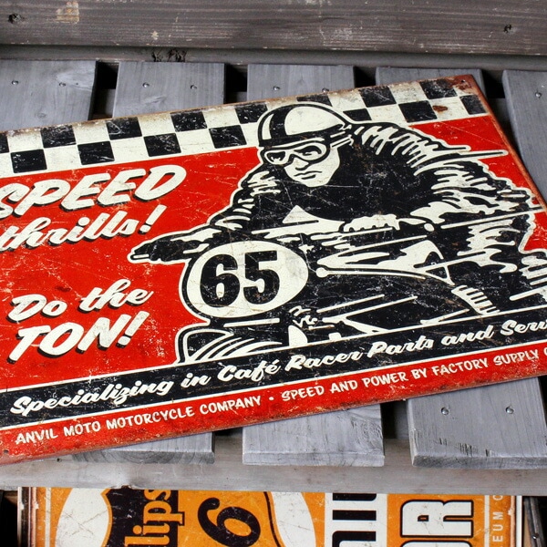 メタルサイン 「Speed Thrills」 #2034 ガレージ 看板 アメリカ雑貨