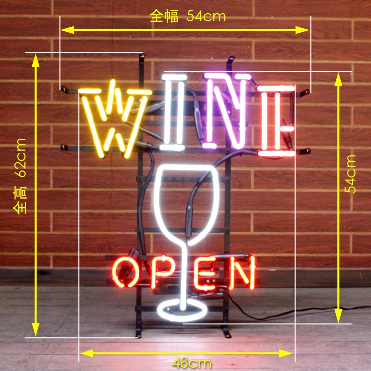 ネオンサイン / WINE OPEN ワインオープン H62×W54cm インテリア