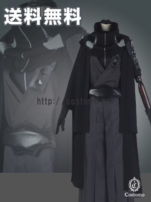 送料無料】 黒×灰 マフラー付き着物衣装セット 孫六