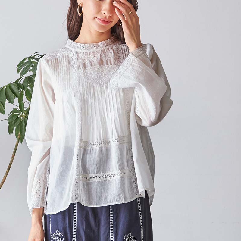 リバーレースヨーク刺繍ピンタックブラウス | トップス | Fanaka