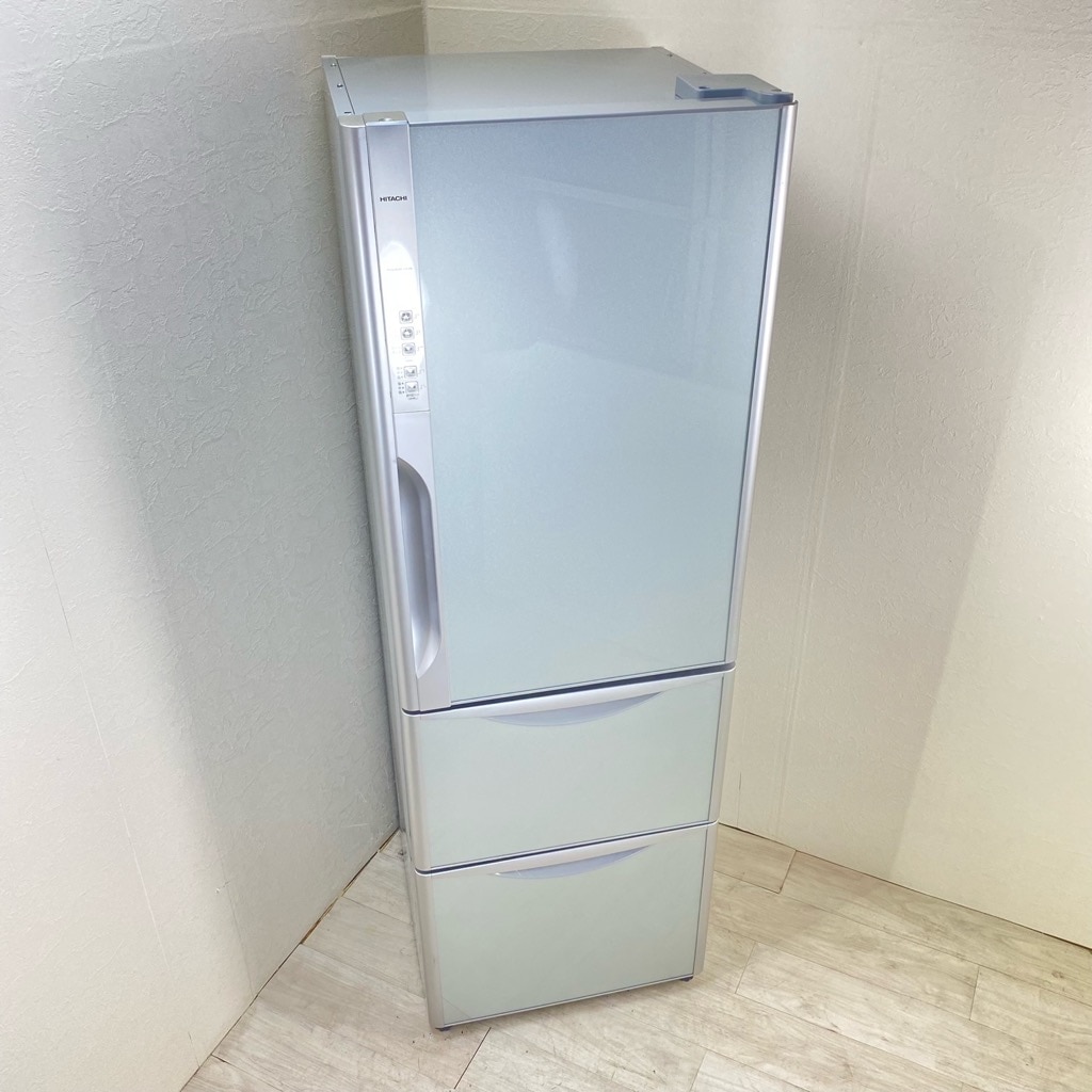 中古 日立 365L 3ドア冷蔵庫 R-D3700-XS 2014年製 クリスタルシルバー