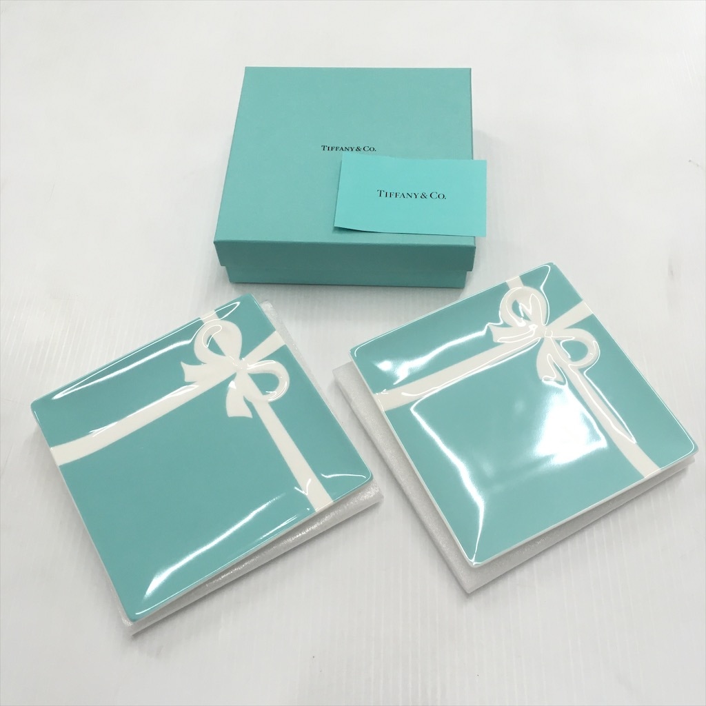 中古 未使用 TIFFANY＆Co. ティファニー ブルーボウデザートプレート