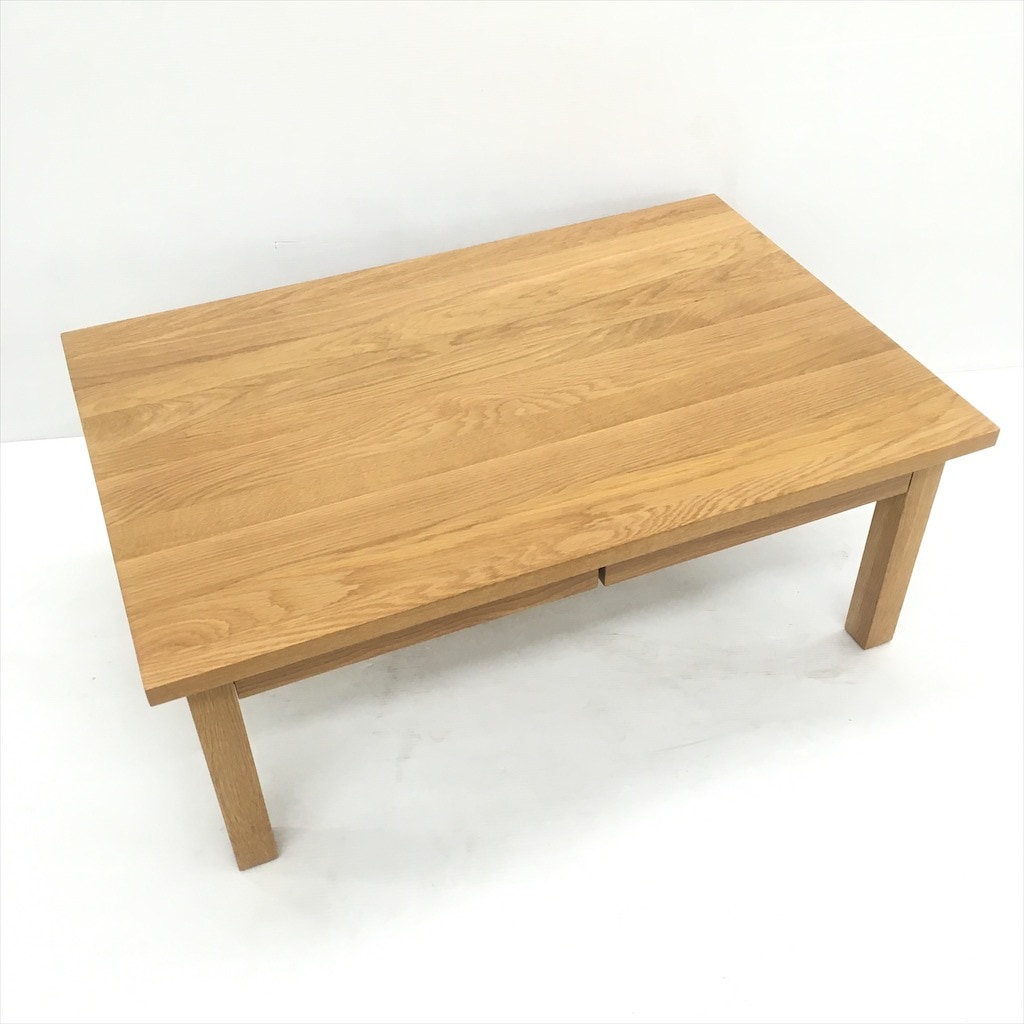 中古 人気 無印良品 無垢材ローテーブル オーク材 引き出し付き 90×60×35