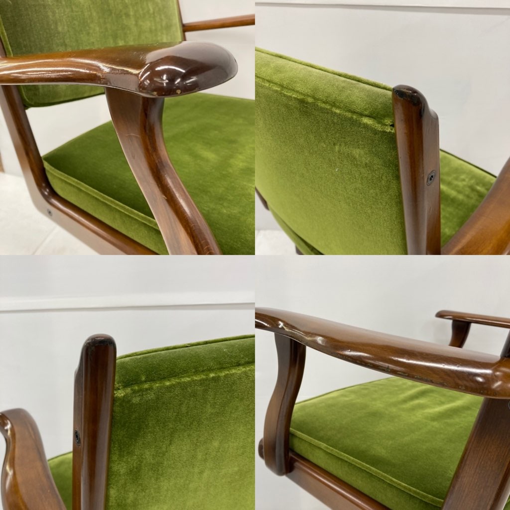 中古 karimoku カリモク コロニアル デスクチェア モケットグリーン