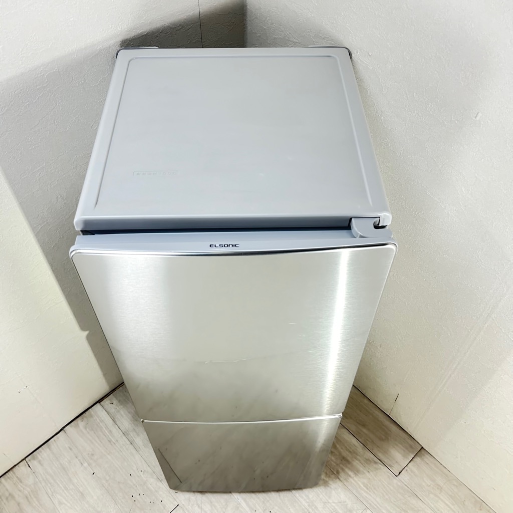 中古 148L 2ドア冷蔵庫 ELSONIC EH-R1482F 2017年製 自動霜取りファン