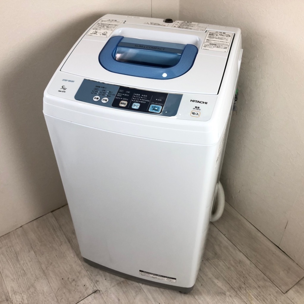 中古 全自動洗濯機 スリム 日立 5.0kg ピュアホワイト NW-5TR 2015年製