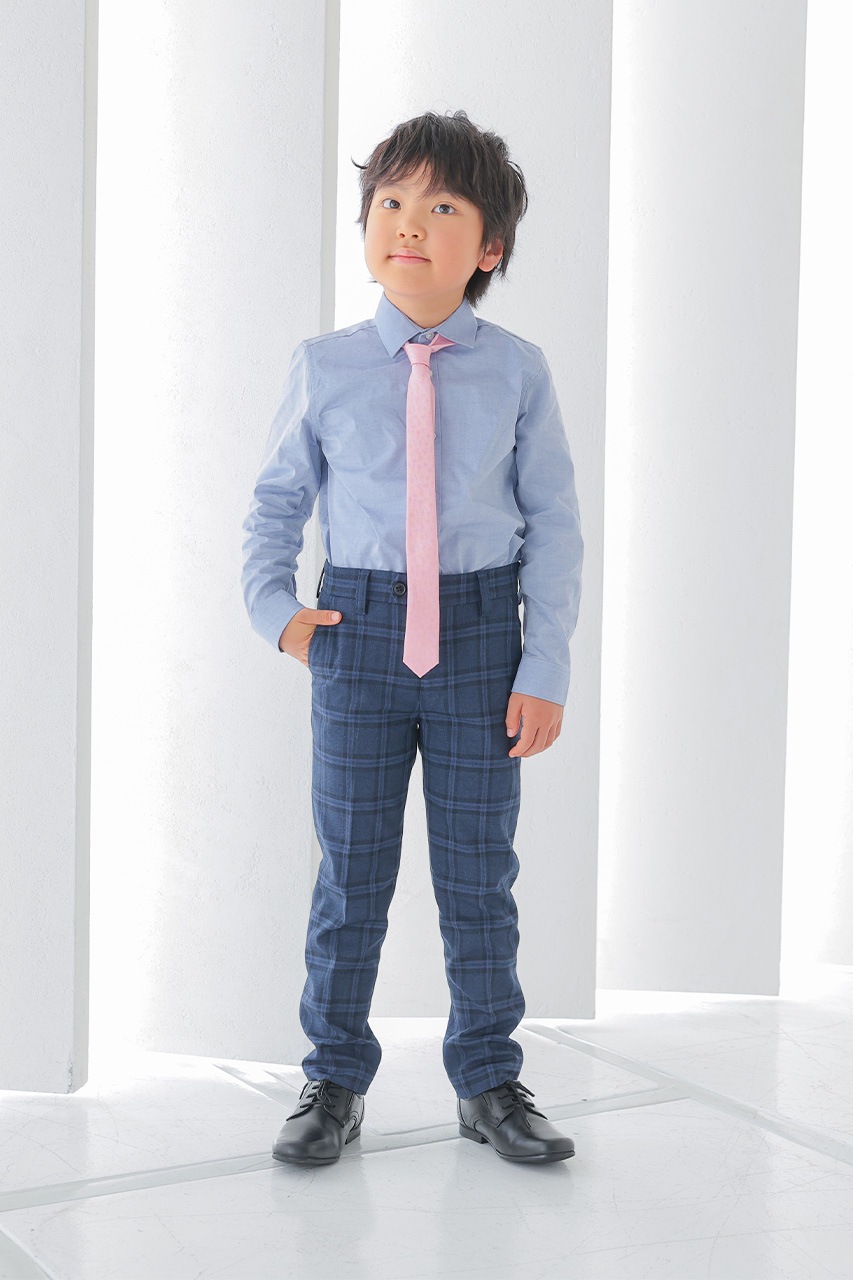 Boys ネイビーチェックベストスーツセット 120-125cm(シャツ/ベスト
