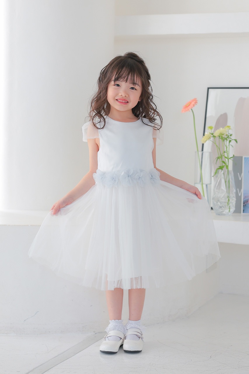Kids フラワーコサージュオープンバックドレス 7歳｜結婚式の