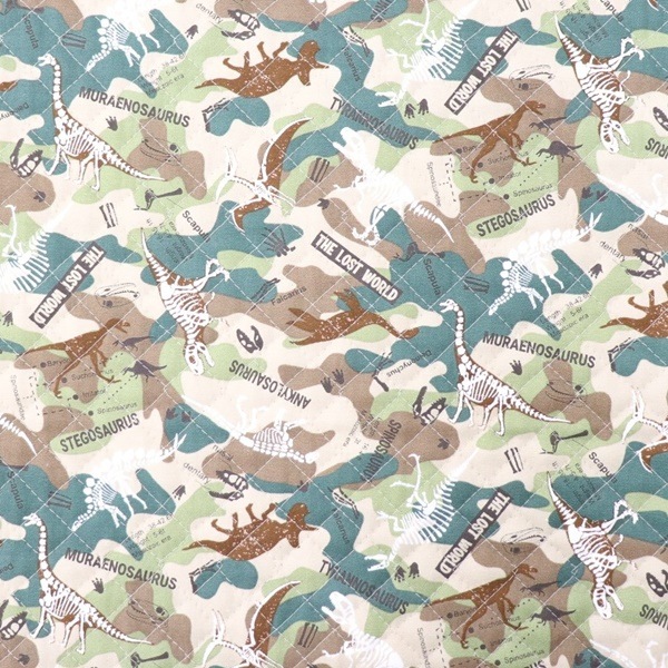 生地 オックスプリント 【キルト】 2024 入園入学 迷彩×恐竜柄 DR2309Q