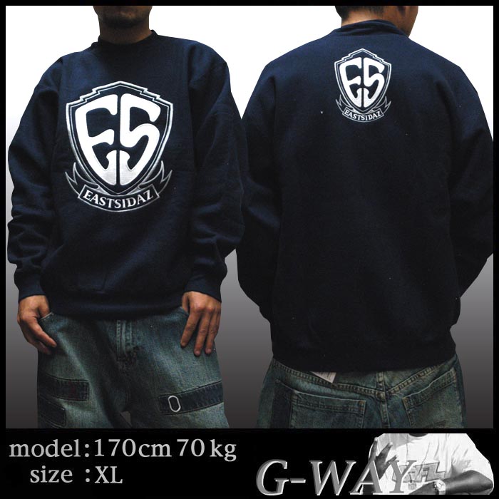 ☆G-way EAST SIDAZ 刺繍 スウェット ネイビー WEST WEAR ウエスト