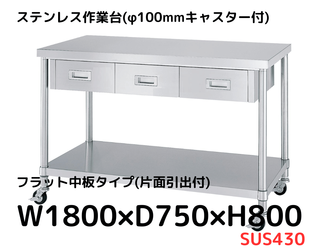 ステンレス作業台の通販【キャスター・引出付きあり】｜シー・ダブル・デー