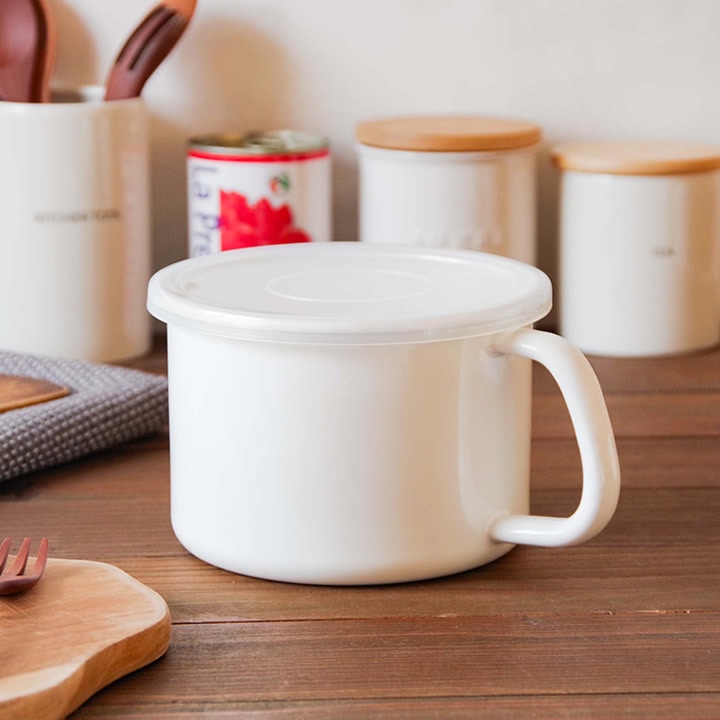 持ち手付きストッカー 丸形 L シール蓋付き MS-14M 野田琺瑯 保存容器