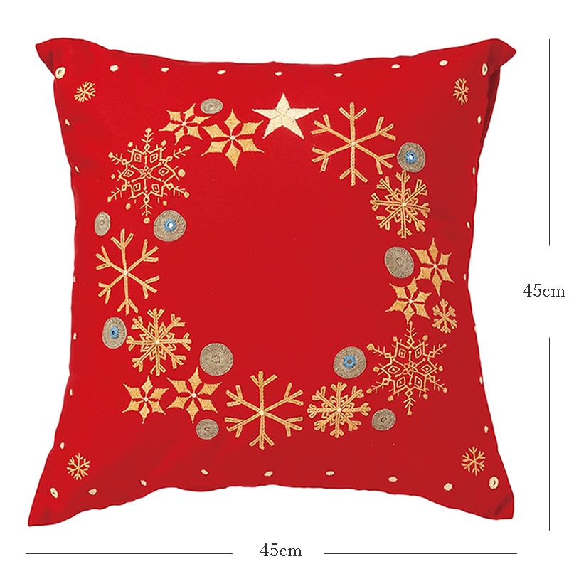 ミラー刺繍 クッションカバー スノー（赤） | 第3世界ショップ 卸販売