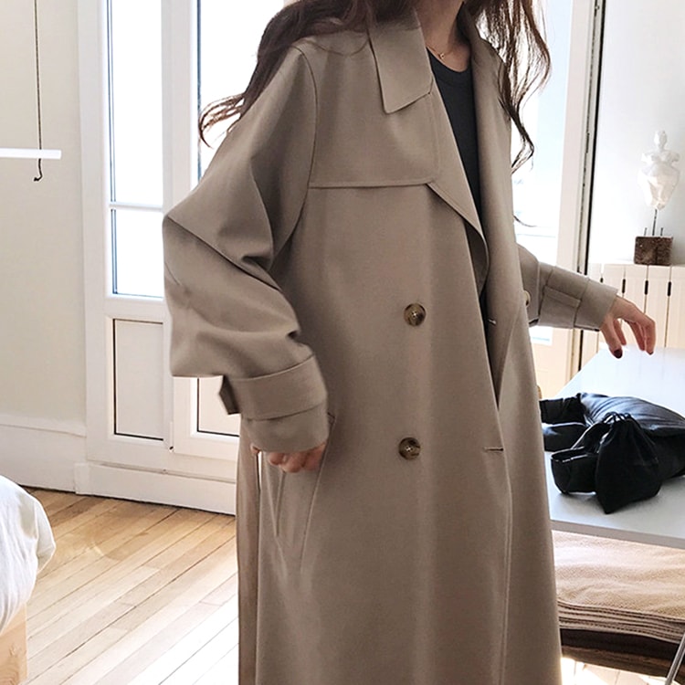 ダブルボタン ロング丈 トレンチコート | レディースファッション
