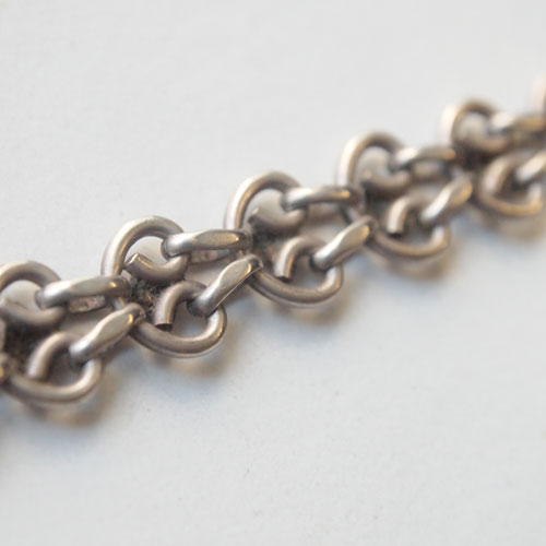 フランス アンティークシルバー スタッズチェーンブレスレット