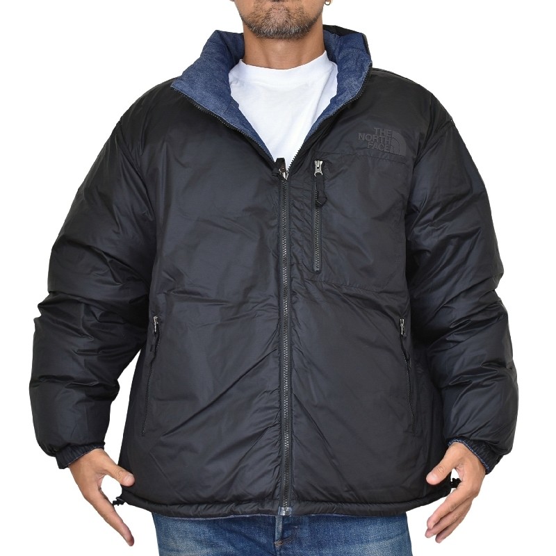 大きいサイズ メンズ ノースフェイス デニム リバーシブル ダウン