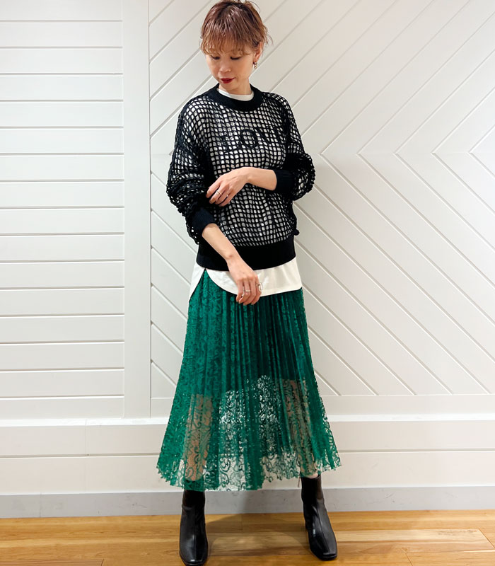 SALE】【Adonisis】カラーレースプリーツスカート○☆S23329 | WEAR