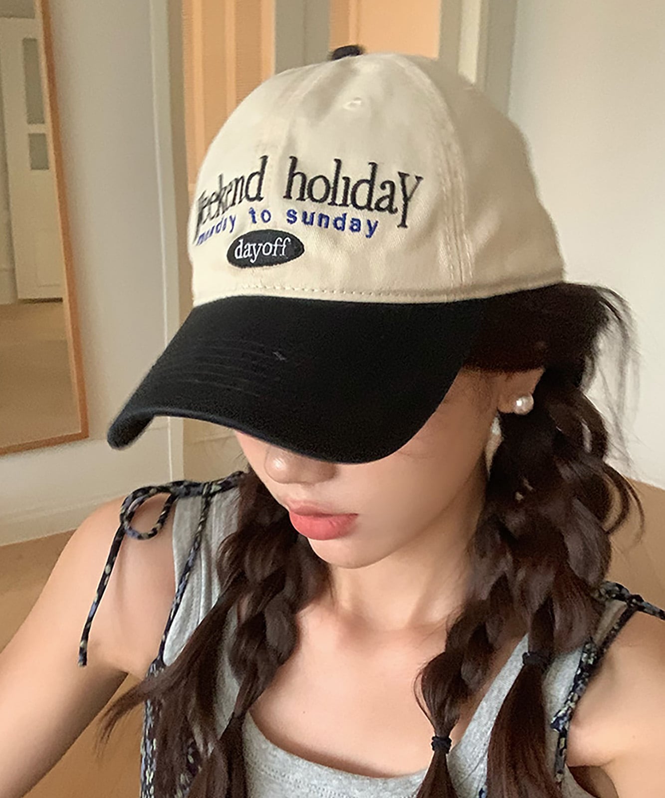 DEVICE select 刺繍 バイカラー ベースボール キャップ Y2K ストリート