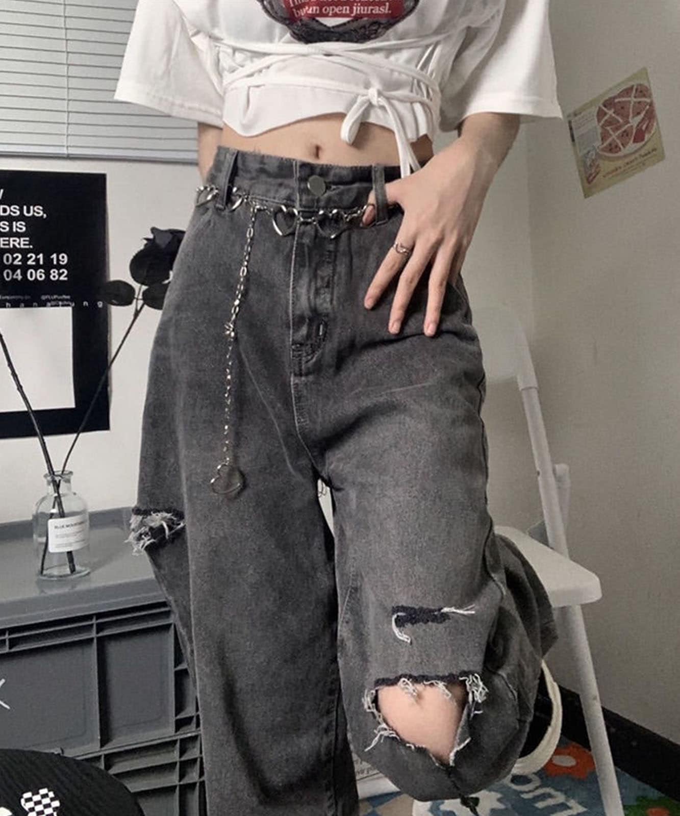 DEVICE select ダメージ デニムパンツ ウォッシュ ジーンズ レディース