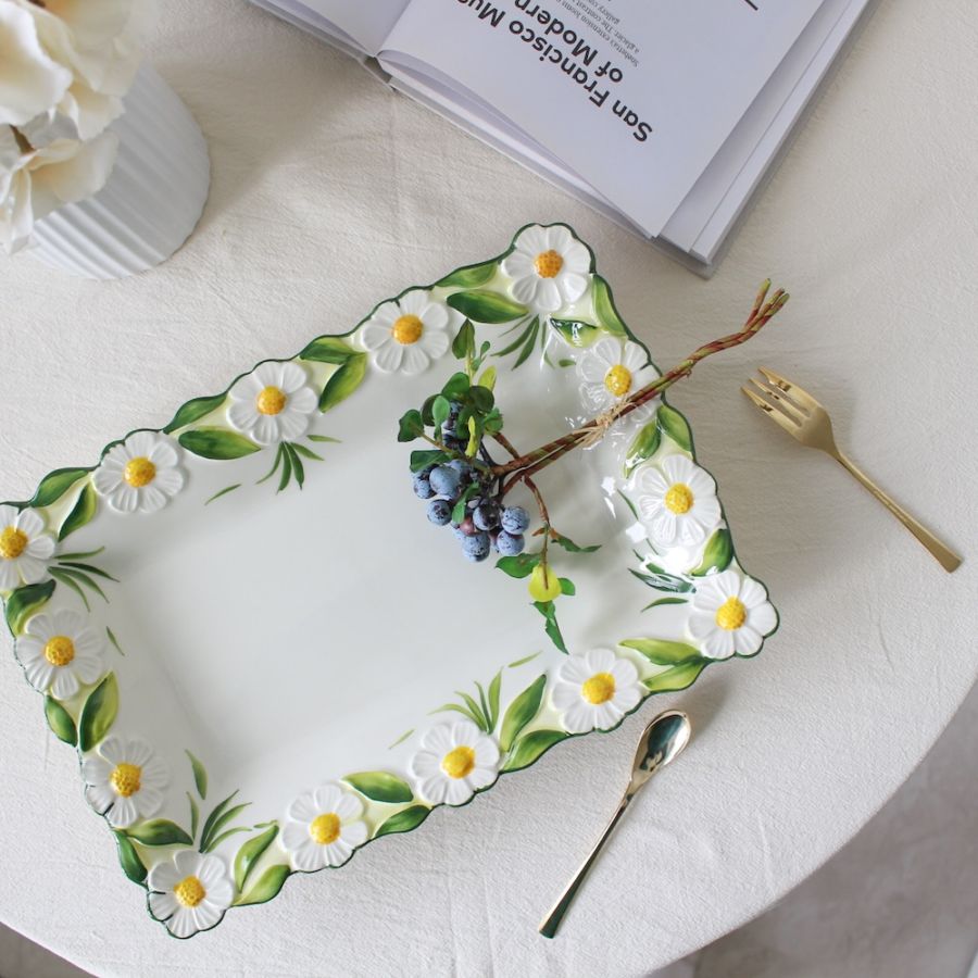 イタリア直輸入マーガレットフラワーのディナープレート ｜イタリア 直