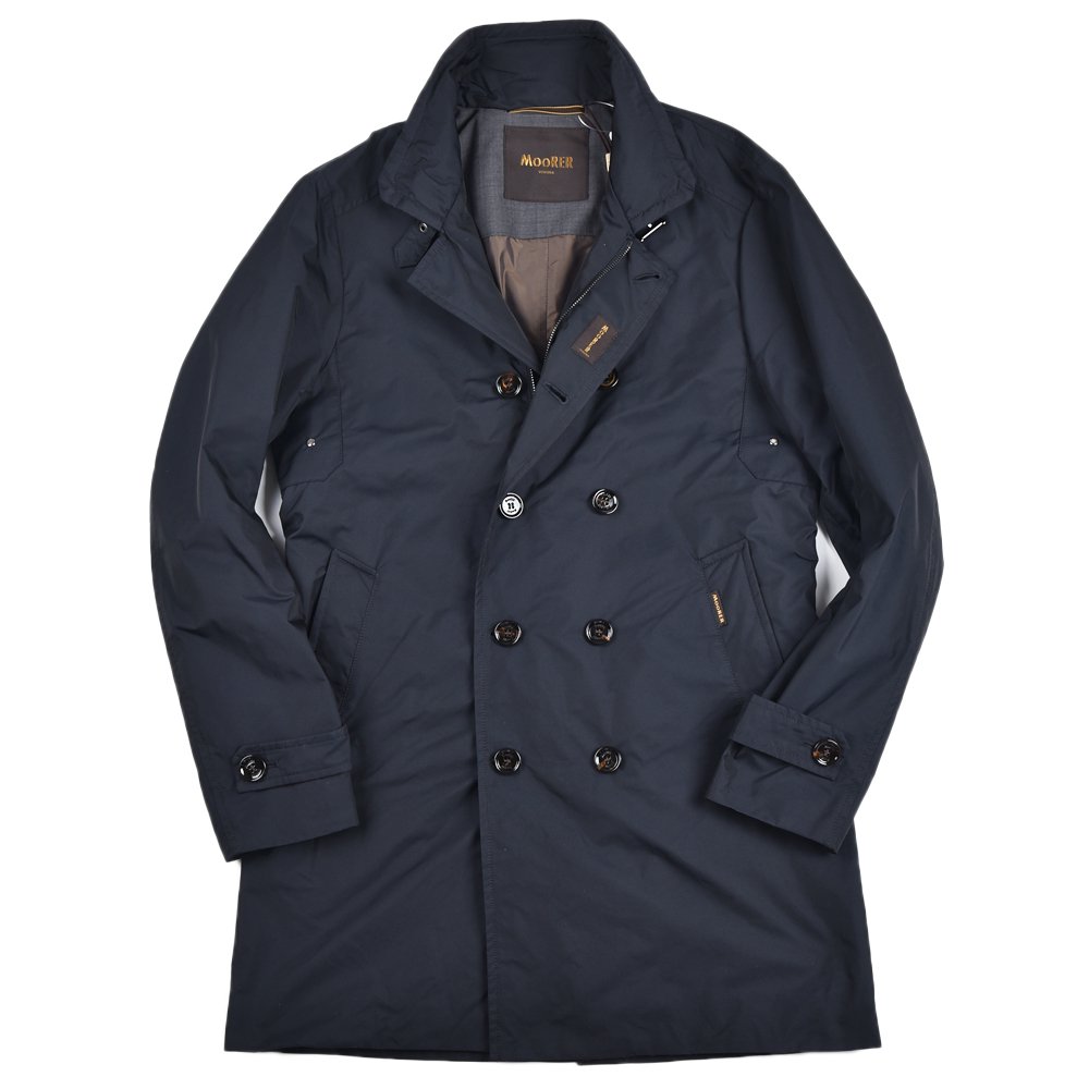 MOORER ムーレー MORANDI-KM ポリエステル ダブルブレスト コート NAVY