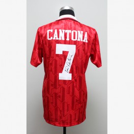 カントナ直筆サイン入りマンチェスターU94/96オリジナルホーム