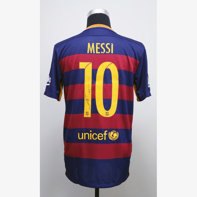 メッシ直筆サイン入りバルセロナ15/16ホームユニフォーム | THE DUGOUT