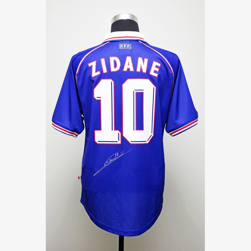ジダン直筆サイン入りフランス代表98/99復刻版ホームユニフォーム