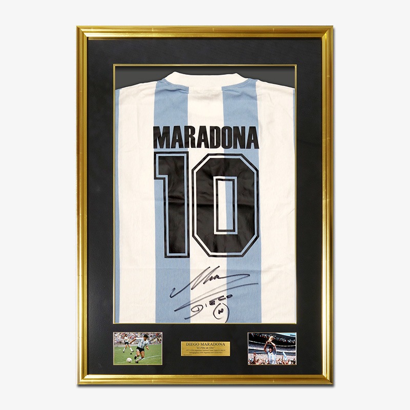 マラドーナ直筆サイン入りアルゼンチン代表1986復刻版ホーム
