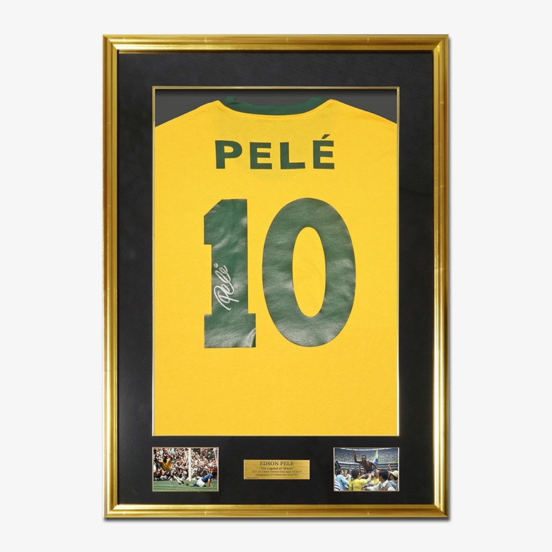 ペレ直筆サイン入りブラジル代表1970復刻版ホームユニフォーム特製