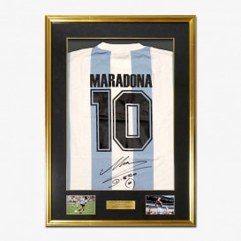 マラドーナ直筆サイン入りアルゼンチン代表1986復刻版アウェイ