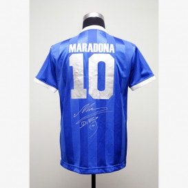 マラドーナ直筆サイン入りバルセロナ1982復刻版ホームユニフォーム