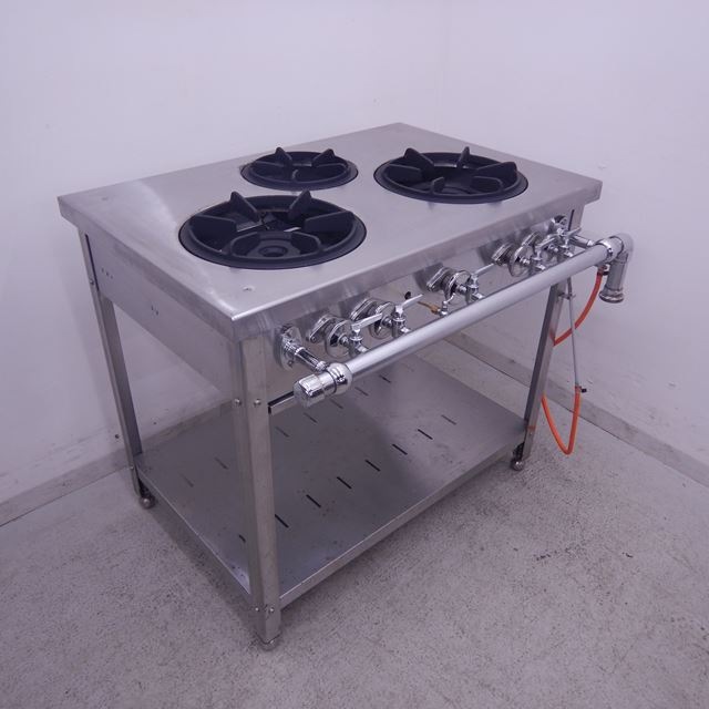 マルゼン ガステーブル 3口 中古 MGT-096CS W900×D600（+130）×H800