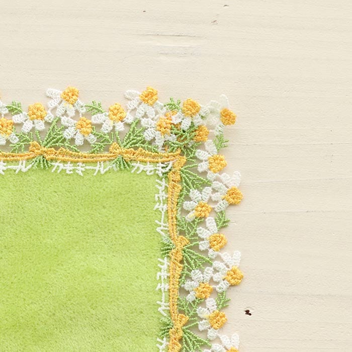 完売】 近沢レース店 タオルハンカチ カモミール イエローグリーン