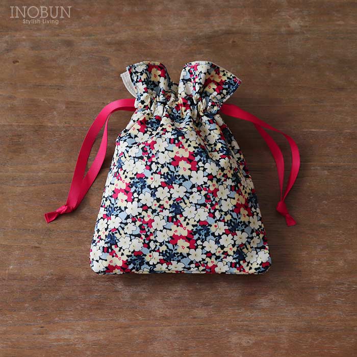 リバティ 巾着 ポーチ S Katie's ケイティズ レッド イノブン