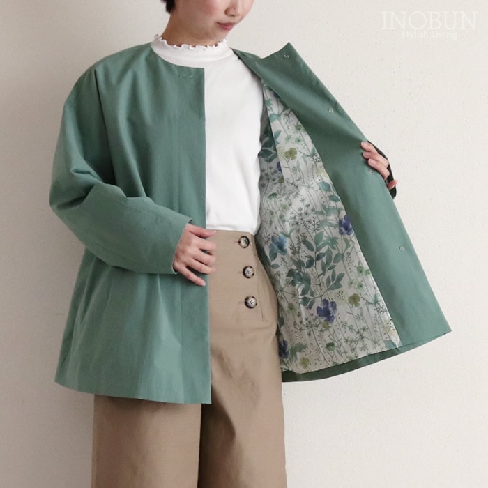 再入荷予定なし】イノブン別注 Crespi 裏リバティ ハーフコート ブルー