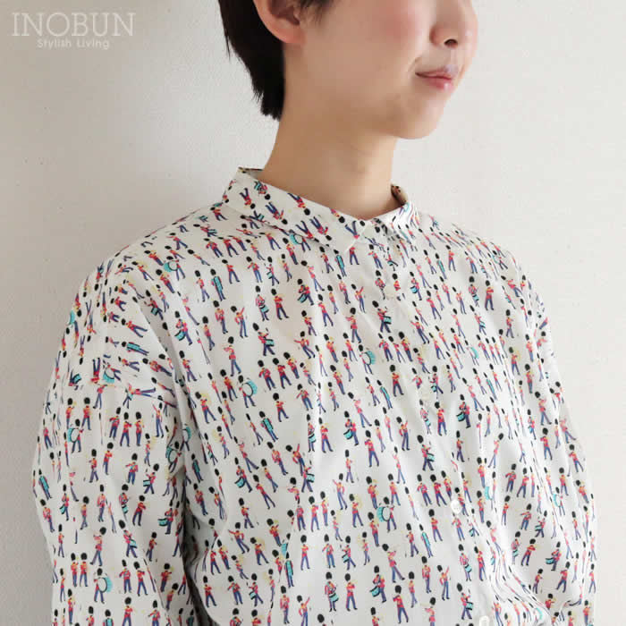 再入荷予定なし】Parkes リバティ ちび衿ビッグシャツ ブラウス 長袖