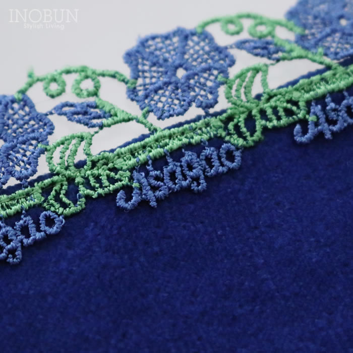 完売】近沢レース店 朝顔 ミッドナイトブルー 7月 シーズンタオルハンカチ