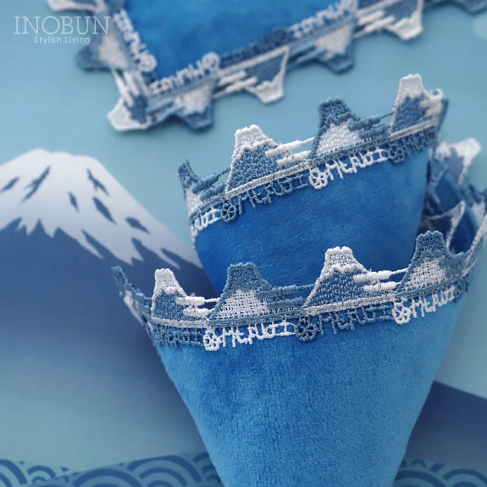 入荷待ち】近沢レース店 富士山 ブルー 和レース タオルハンカチ