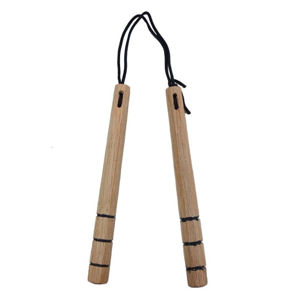 赤樫八角ヌンチャク（スベリ止） 約30cm 紐タイプ | 古武道,ヌンチャク