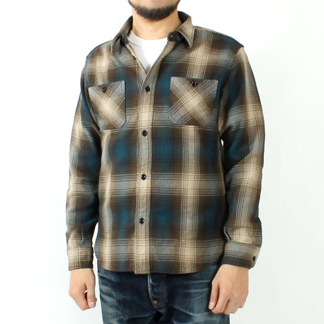 DELUXEWARE(デラックスウエア) ヘビーネルシャツ BLUE OMBRE SHIRT